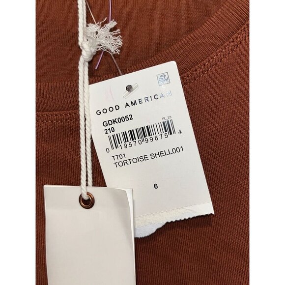 NWT Good American Ruched Tank Dress in  ortoise shell Women's Size 6 - Picture 8 of 12